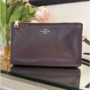 COACH Crossbody Pebble Leather Lyla Double Zip, Pre-owned
